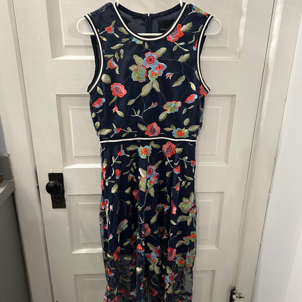 Cynthia Rowley Blue Floral Embroidered Dress (Size 8)